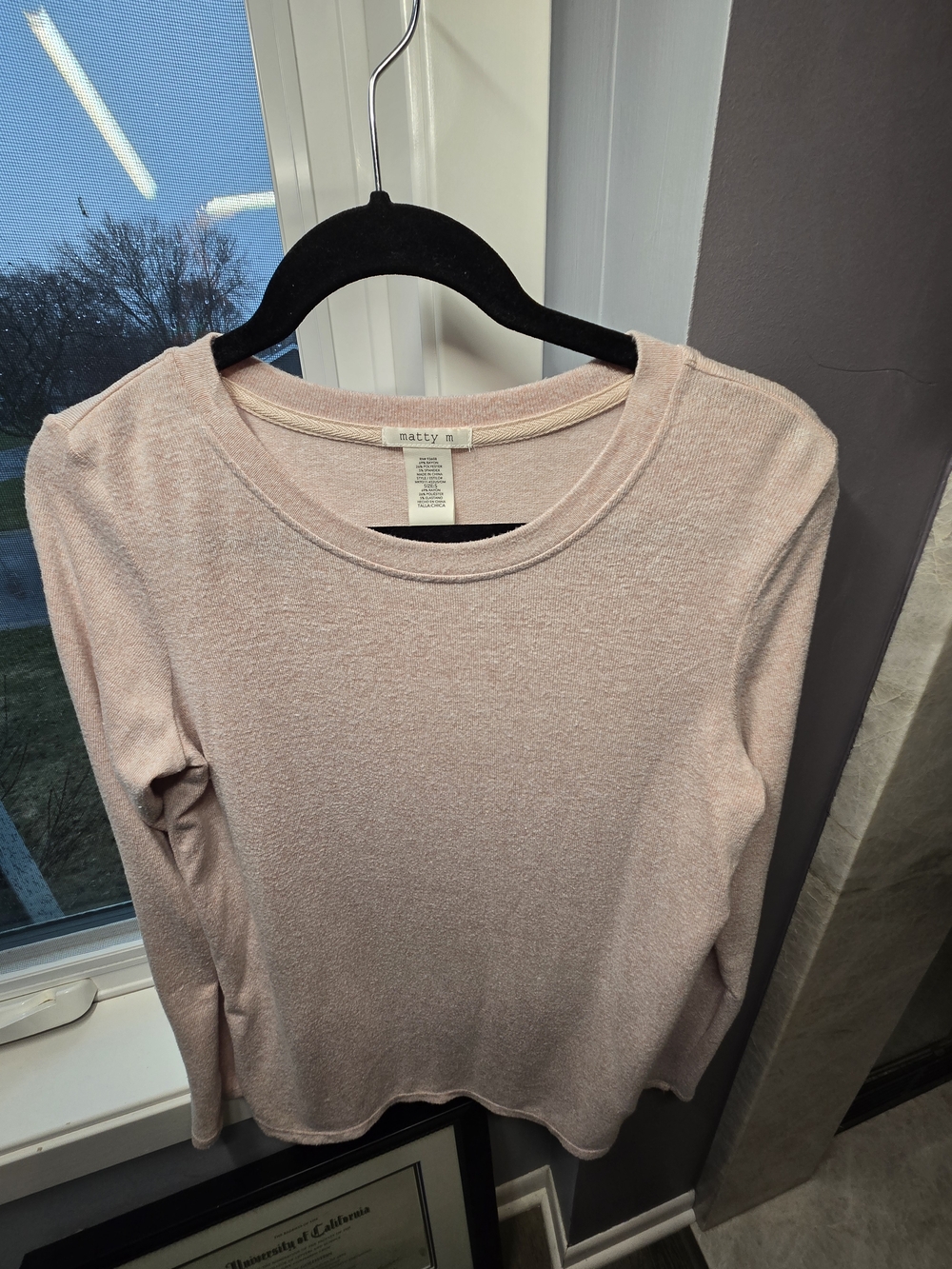 Matty M Blush Pink Long Sleeve Crewneck Top